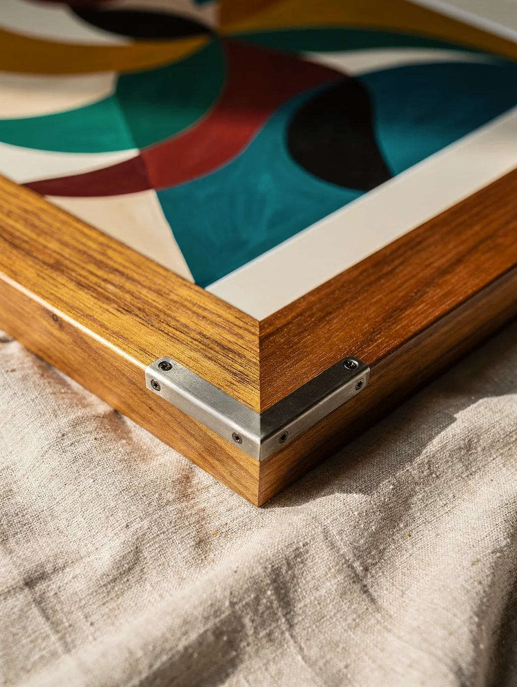 Handcrafted wooden frame holding a landscape photograph