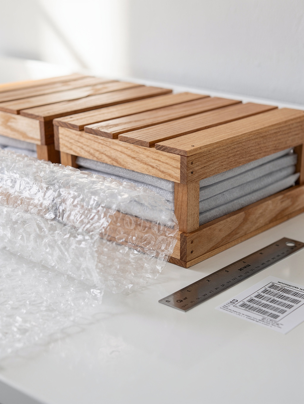 Secure wooden crate used for shipping fine art photography